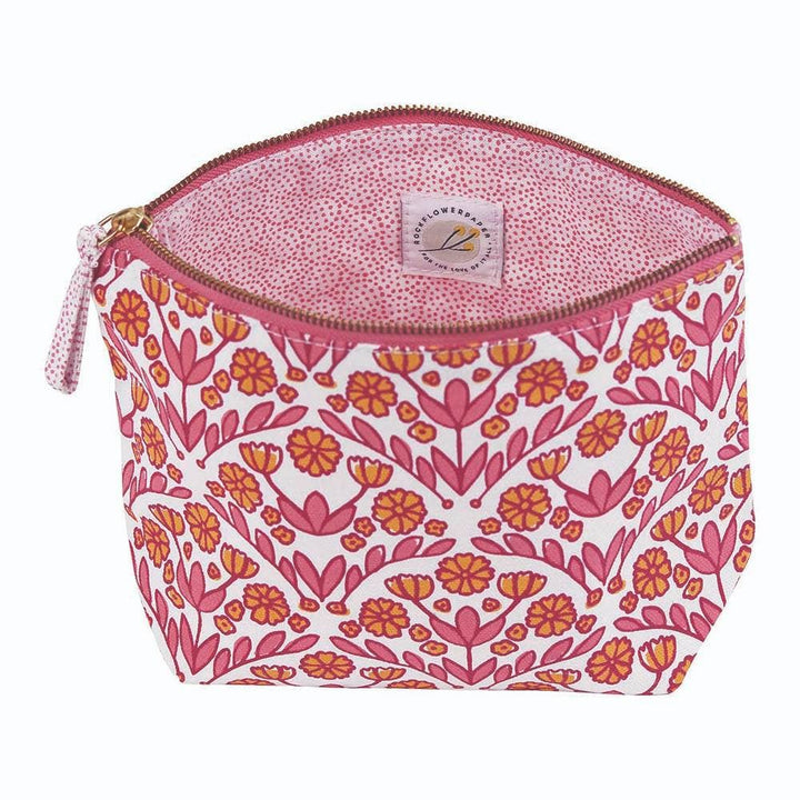 Pink Floral Zippered Pouch