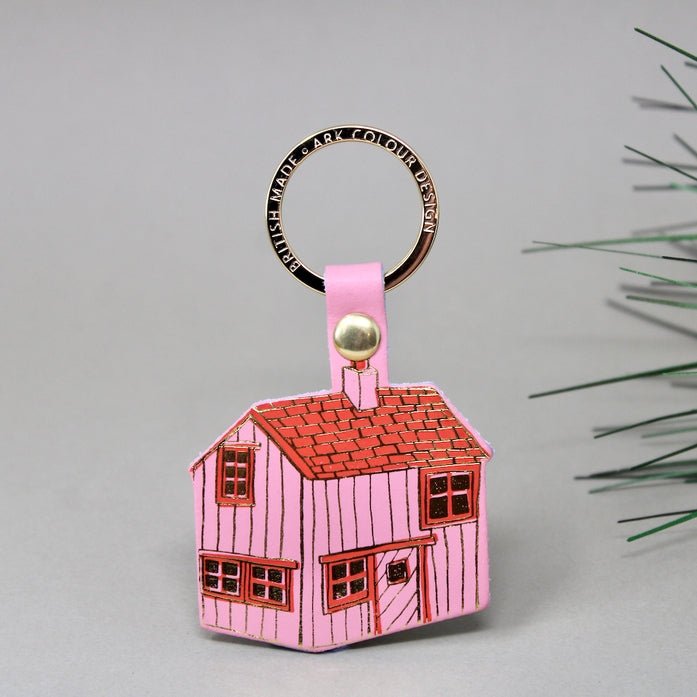 Cabin Leather Key Fob Pink - Merry PigletsArk Colour Design