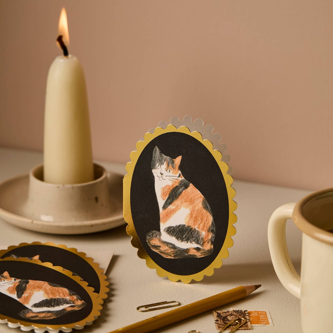 Calico Cat Mini Greeting Card - Merry PigletsWanderlust Paper Co