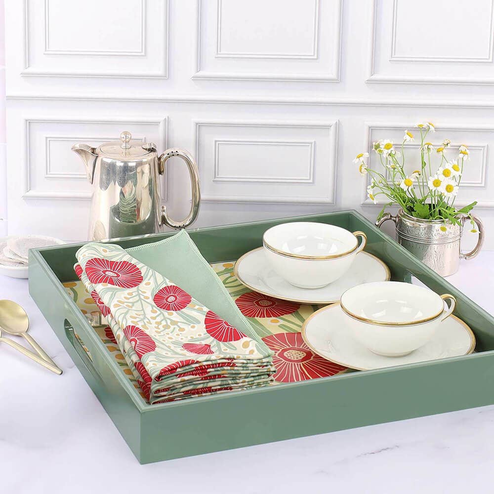 Camellia Bouquet Square Serving Tray - Merry Pigletsrockflowerpaper