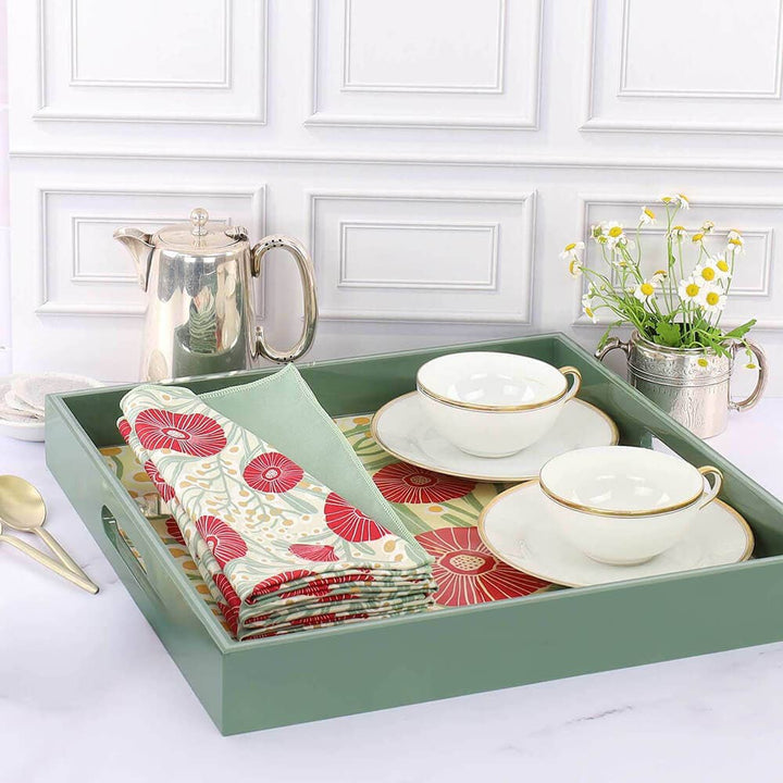 Camellia Bouquet Square Serving Tray - Merry Pigletsrockflowerpaper