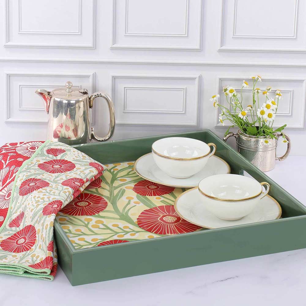 Camellia Bouquet Square Serving Tray - Merry Pigletsrockflowerpaper