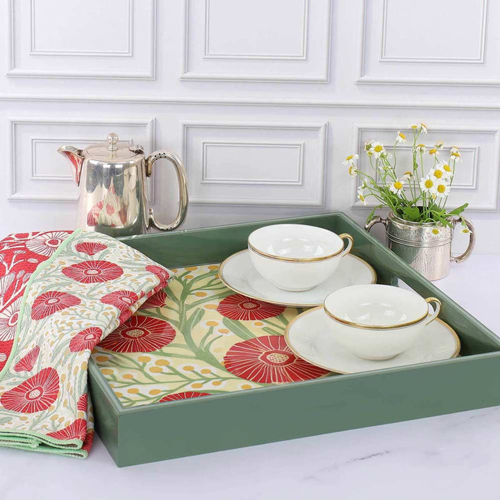 Camellia Bouquet Square Serving Tray - Merry Pigletsrockflowerpaper
