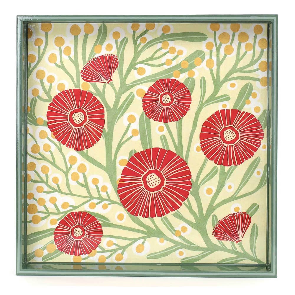 Camellia Bouquet Square Serving Tray - Merry Pigletsrockflowerpaper