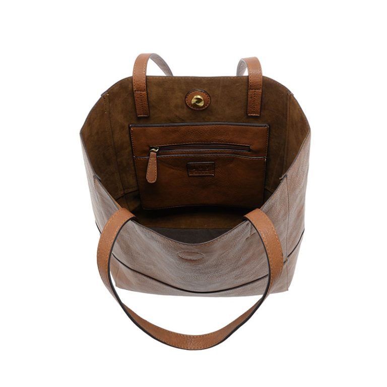 Caramel Faith Raw Edge Tote - Merry PigletsJoy Susan