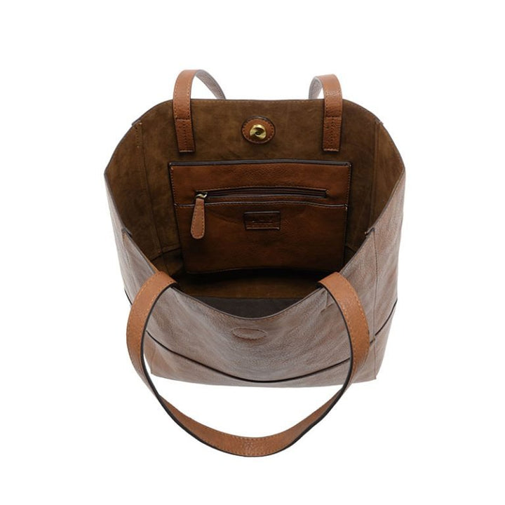 Caramel Faith Raw Edge Tote - Merry PigletsJoy Susan