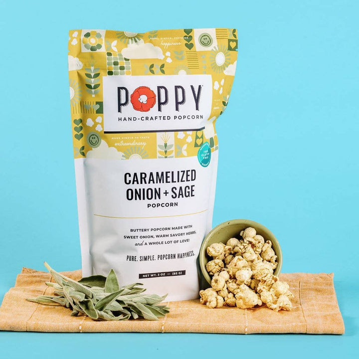 Caramelized Onion + Sage Popcorn - Merry PigletsPoppy Hand-Crafted Popcorn