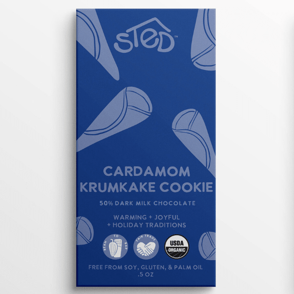 Cardamom Krumkake Cookie Mini Chocolate Bar - Merry PigletsSted Foods
