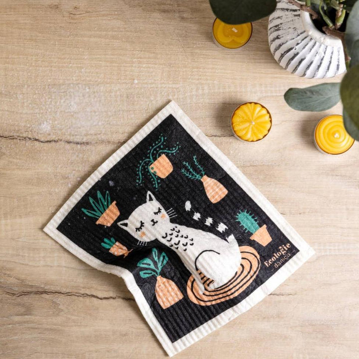 Cat Nap Swedish Dishcloth - Merry PigletsEcologie
