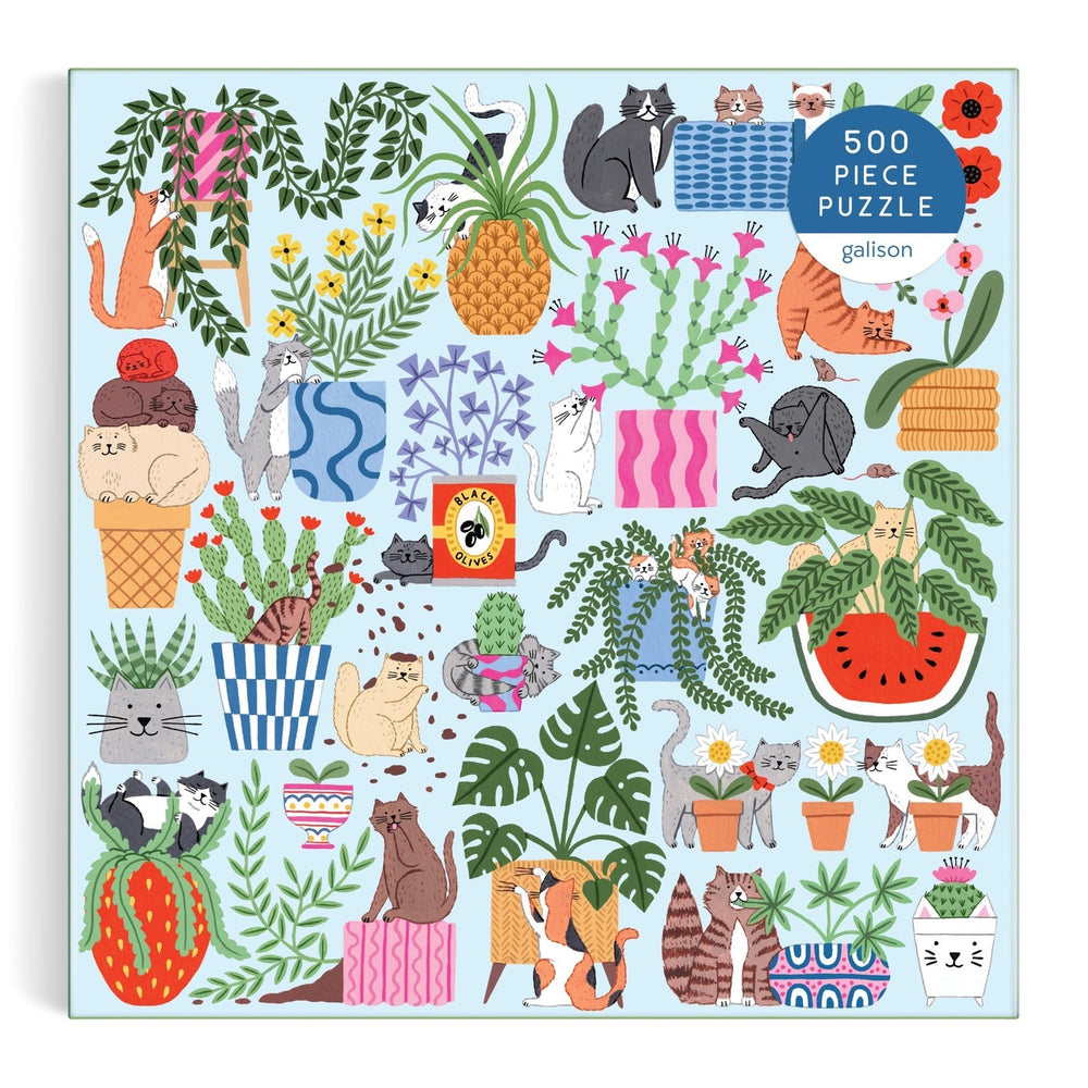 Cats in the Houseplants 500 Piece Puzzle - Merry PigletsGalison