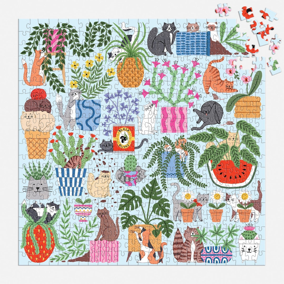 Cats in the Houseplants 500 Piece Puzzle - Merry PigletsGalison