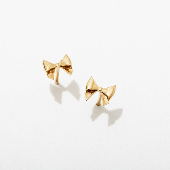 Gold Bow Stud Earrings