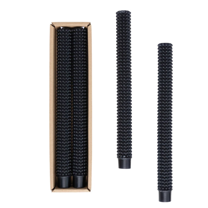 Unscented Black Hobnail Taper Candles