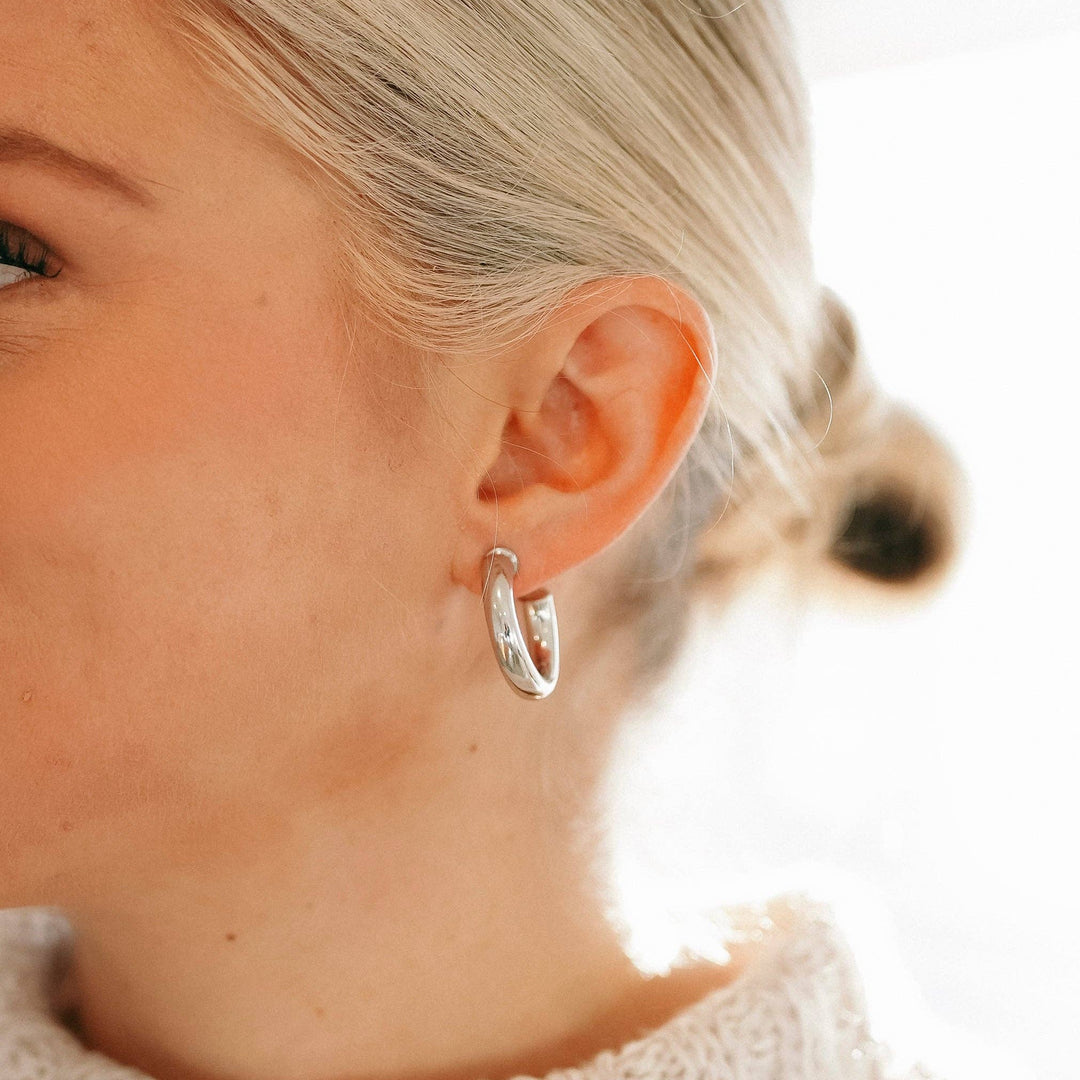 Chunky Silver Hoop Earrings