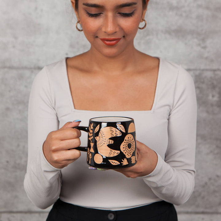 Bird & Nature Imprint Stoneware Mug