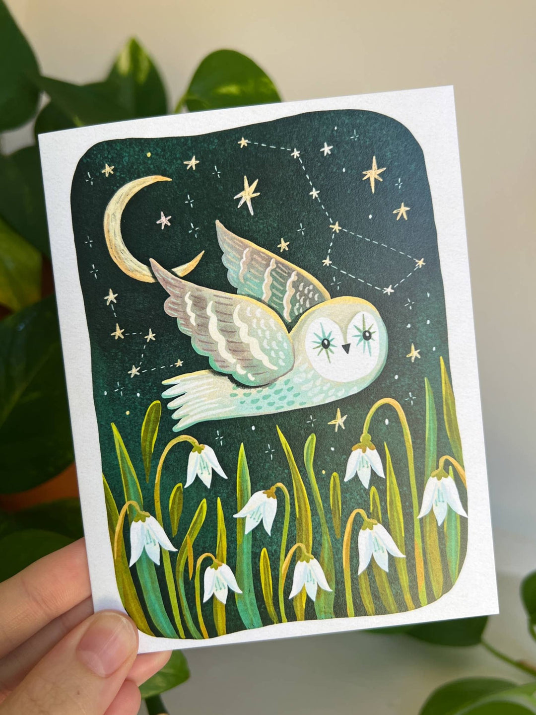 Celestial Owl Greeting Card - Merry PigletsEmmylou Illustrations
