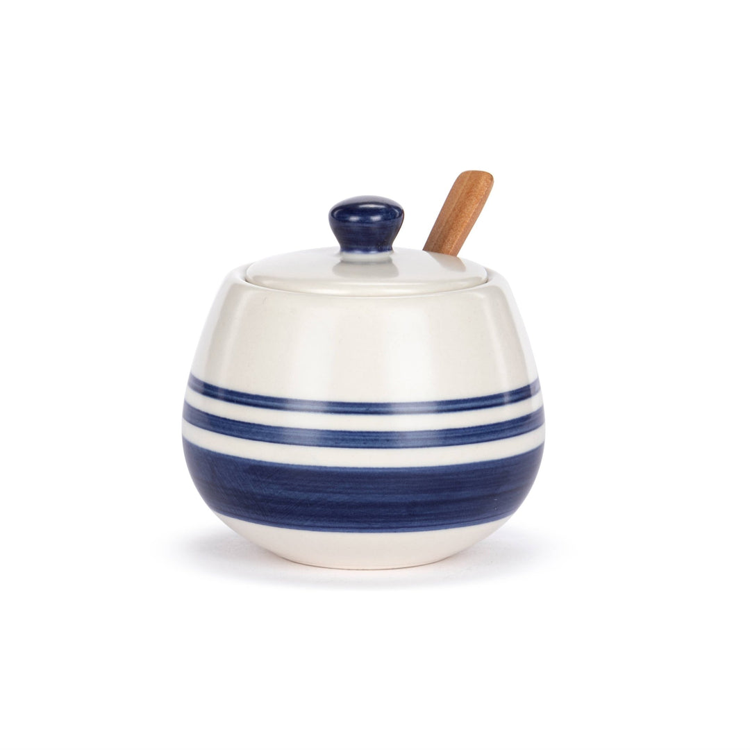 Ceramic Stripe Condiment Dish w/ Spoon - Merry PigletsDEMDACO