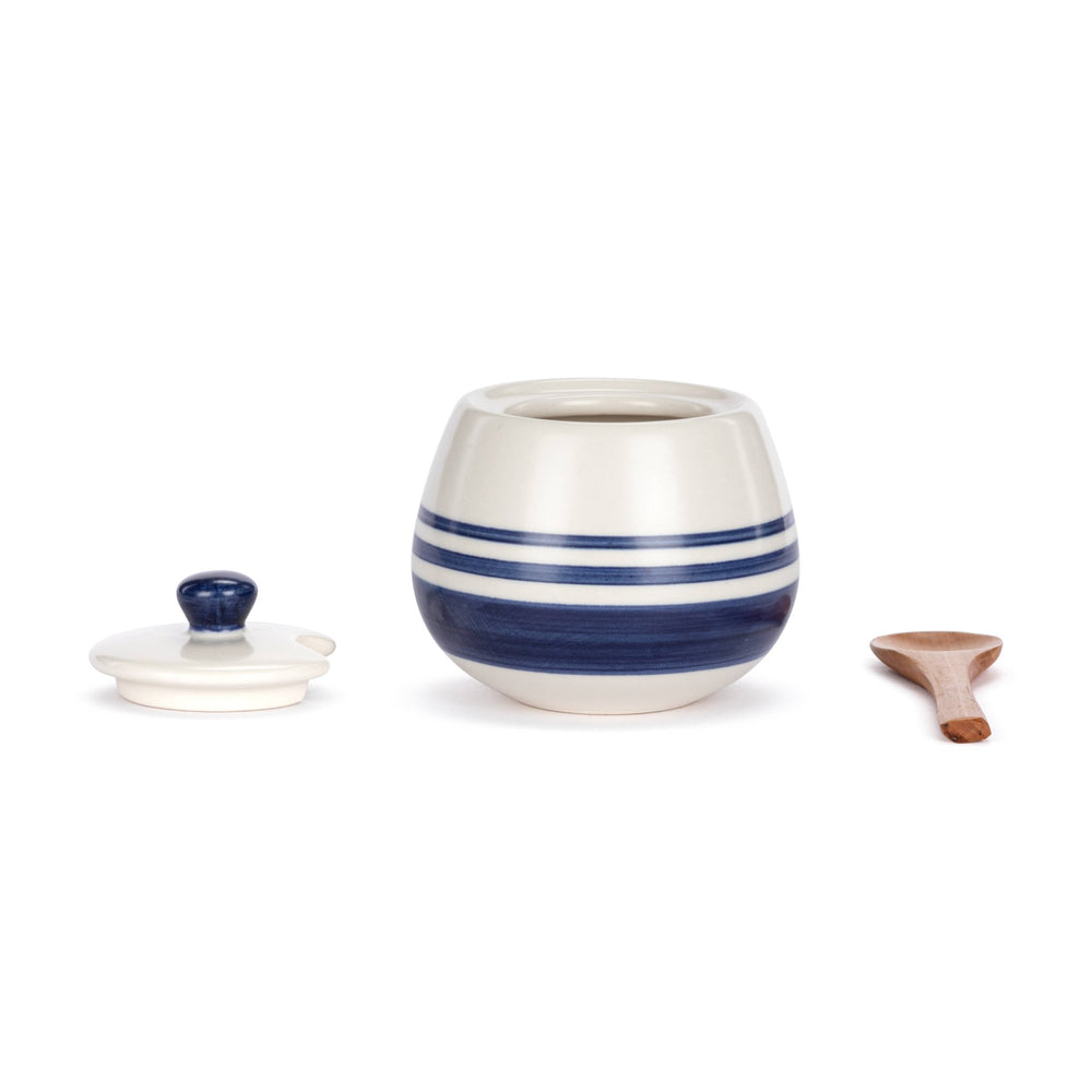 Ceramic Stripe Condiment Dish w/ Spoon - Merry PigletsDEMDACO