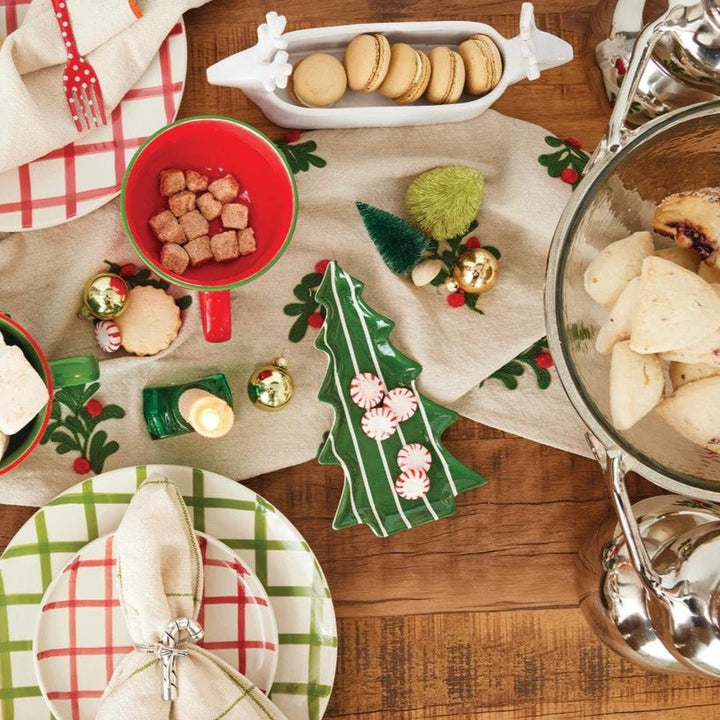 Ceramic Tree Plate - Merry PigletsCreative Co - Op