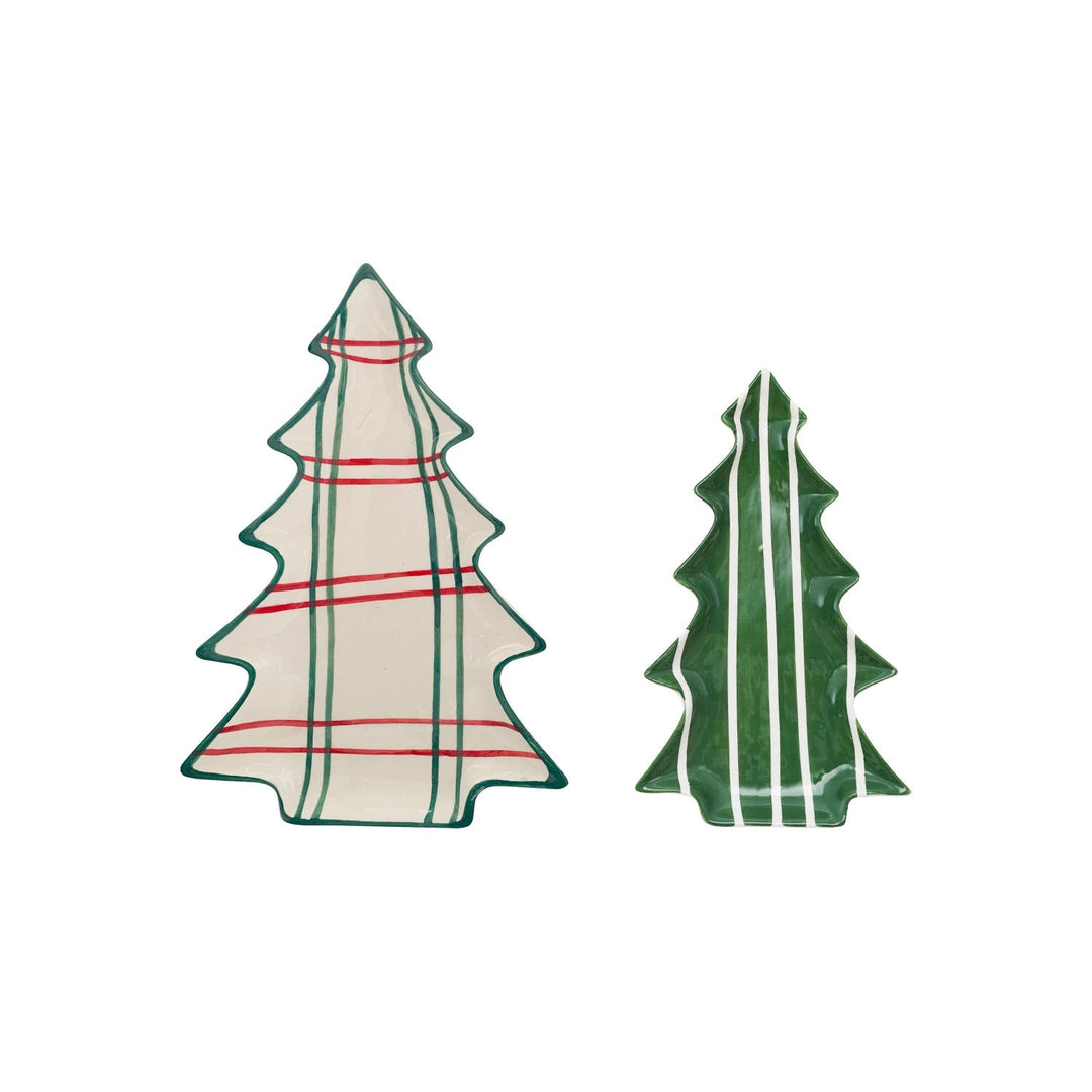 Ceramic Tree Plate - Merry PigletsCreative Co - Op