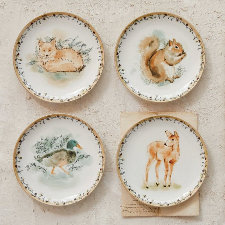 Stoneware Plate w/ Animal, 4 Styles