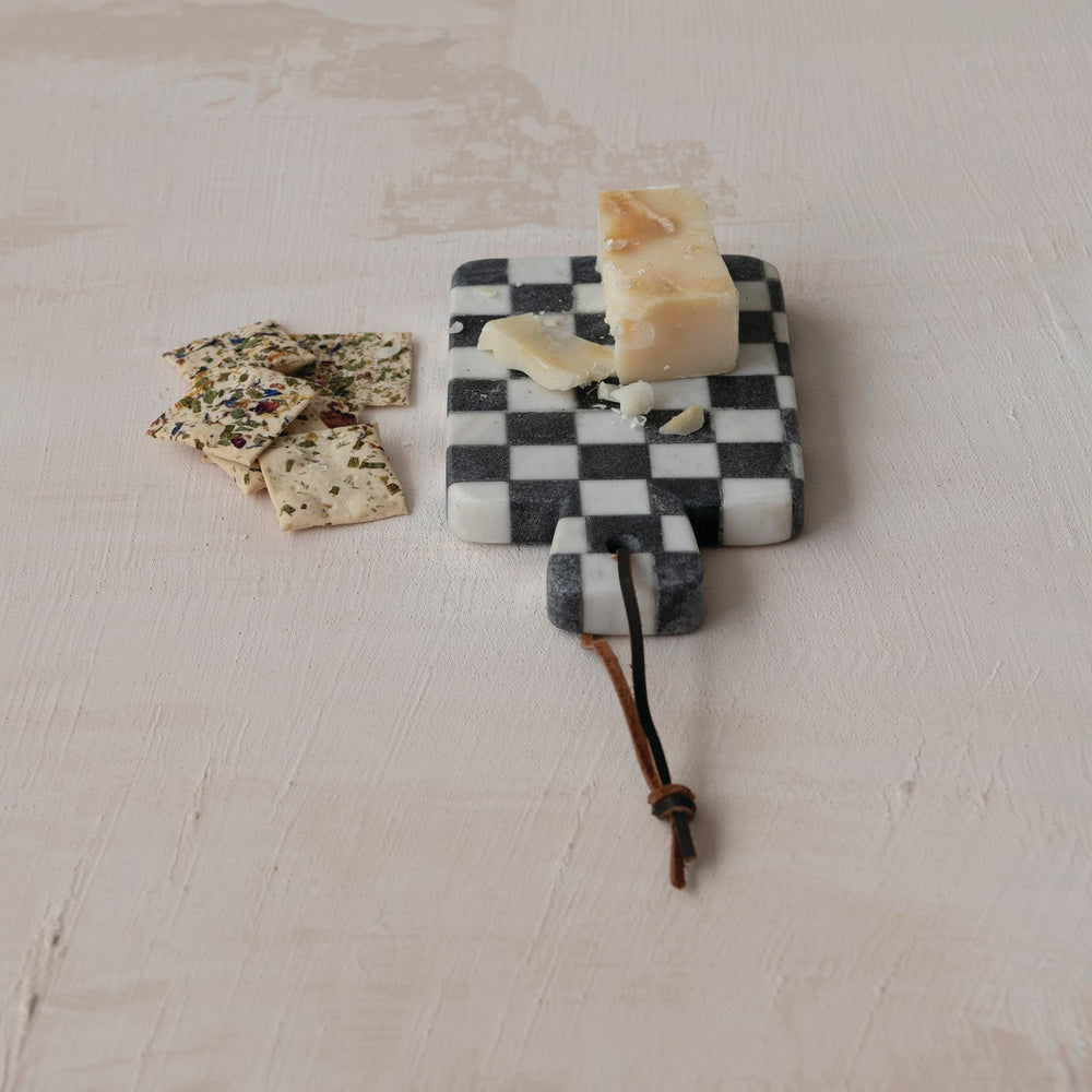 Checkerboard Marble Cheese Board - Merry PigletsCreative Co-Op