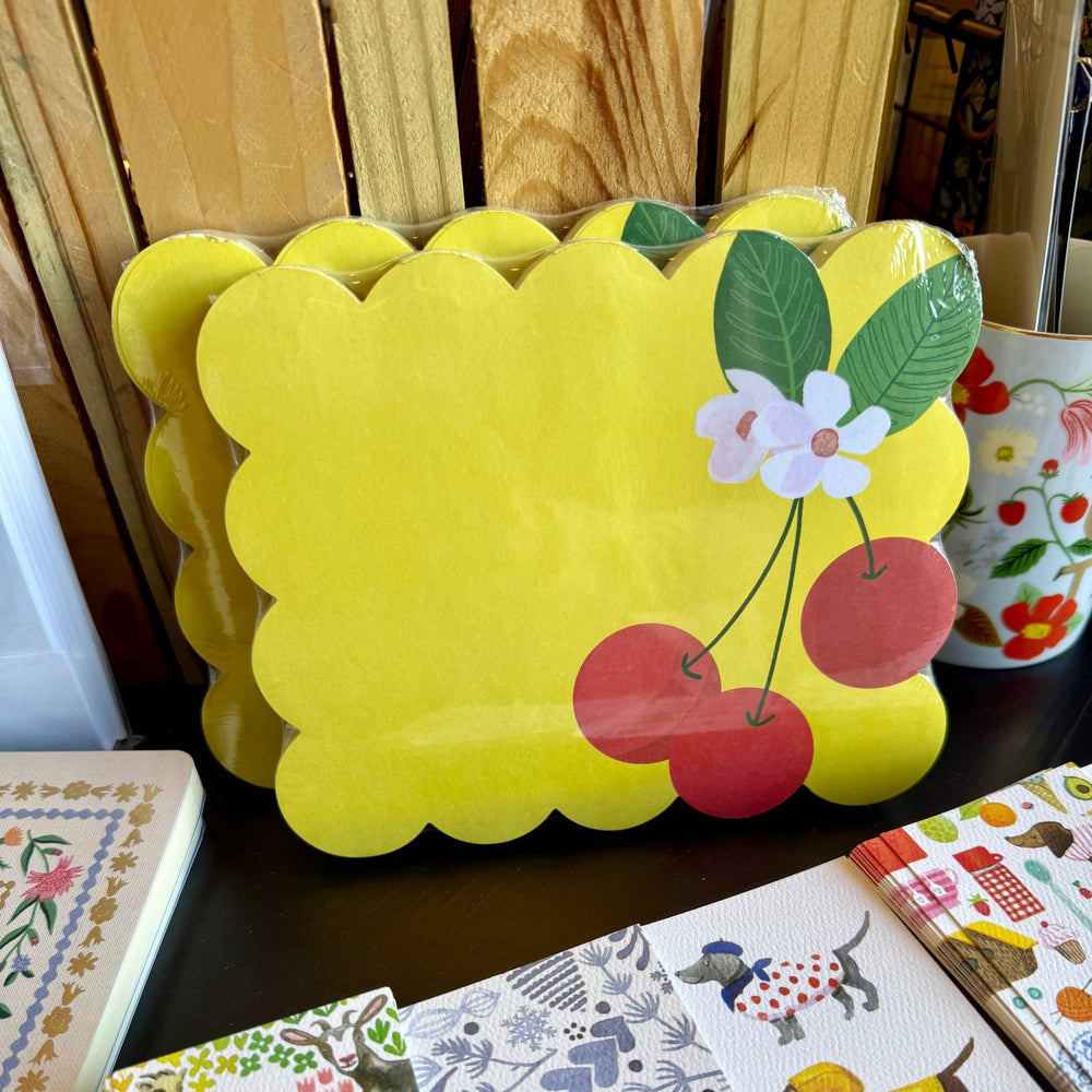 Cherries Scalloped Notepad - Merry PigletsLady Jayne