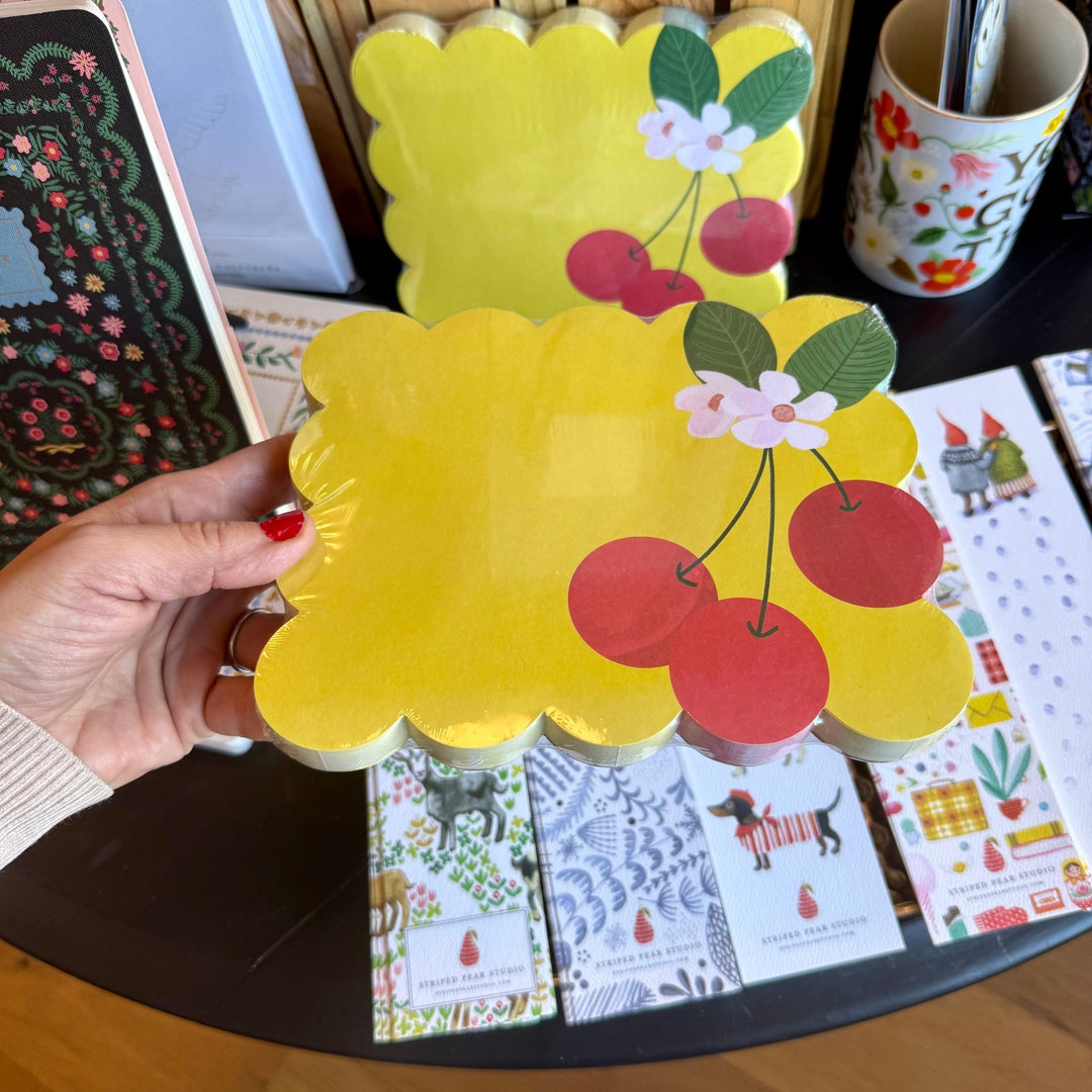 Cherries Scalloped Notepad - Merry PigletsLady Jayne