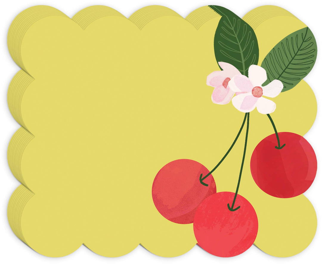 Cherries Scalloped Notepad - Merry PigletsLady Jayne