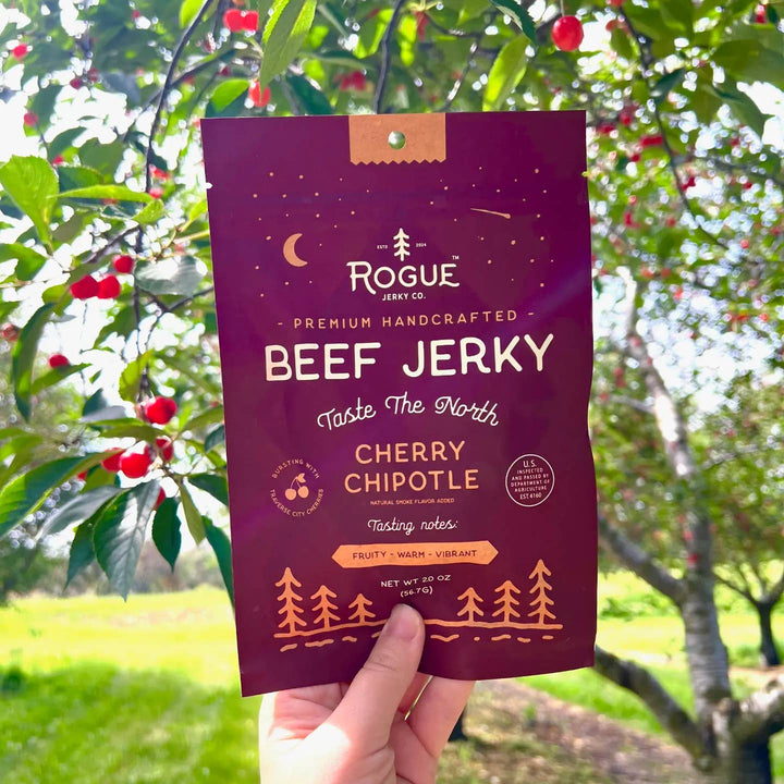 Cherry Chipotle Beef Jerky - Merry PigletsRogue Jerky Co.