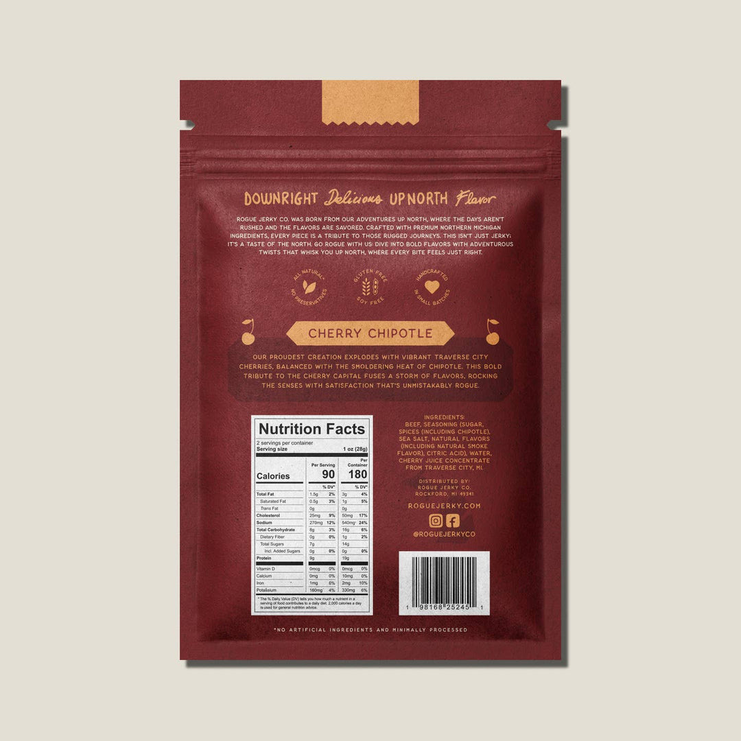 Cherry Chipotle Beef Jerky - Merry PigletsRogue Jerky Co.
