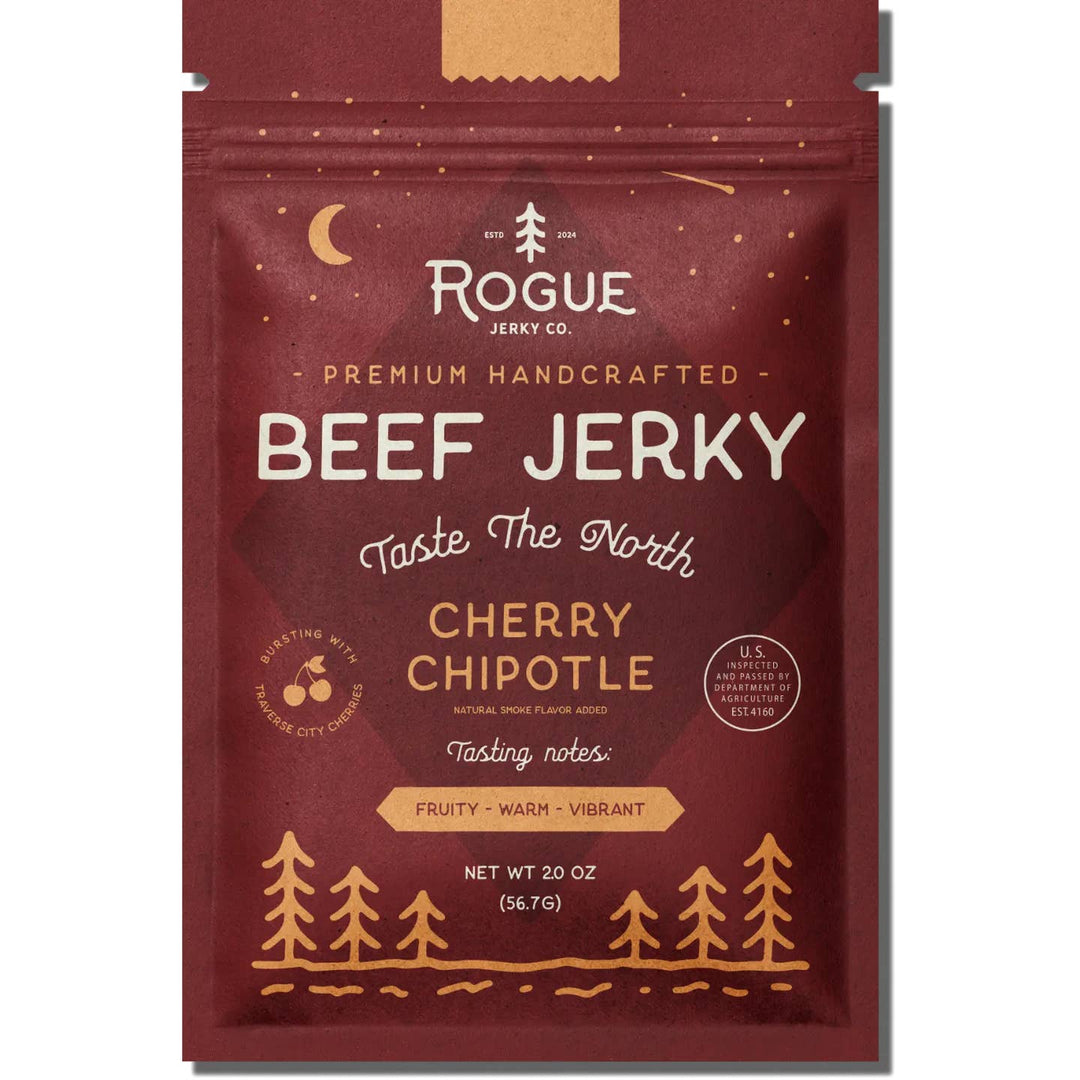 Cherry Chipotle Beef Jerky - Merry PigletsRogue Jerky Co.