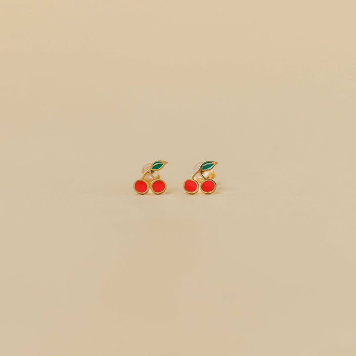 Cherry Enamel Flat Back Earrings - Merry PigletsJaxKelly
