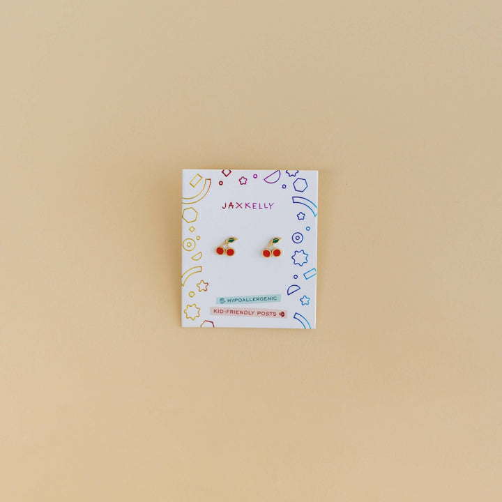 Cherry Enamel Flat Back Earrings - Merry PigletsJaxKelly