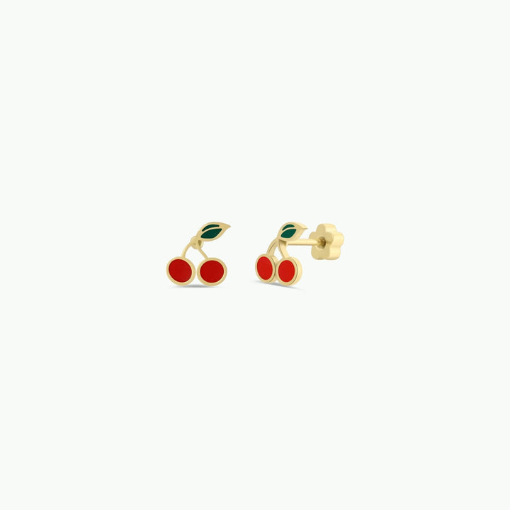 Cherry Enamel Flat Back Earrings - Merry PigletsJaxKelly