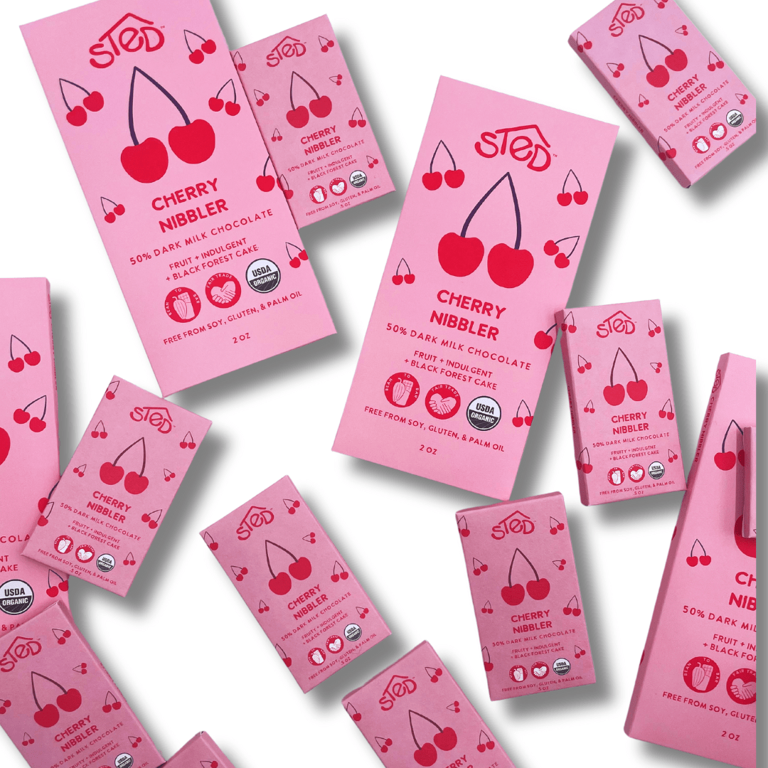 Cherry Nibbler Mini Chocolate Bar - Merry PigletsSted Foods
