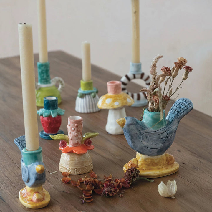 Chirpy Bird Stoneware Vase - Merry PigletsCreative Co - Op