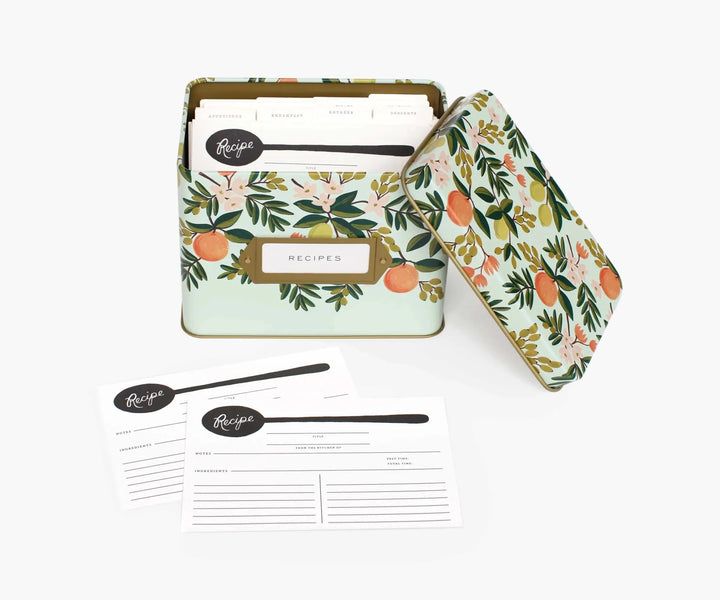 Citrus Floral Tin Recipe Box - Merry PigletsRifle Paper Co.
