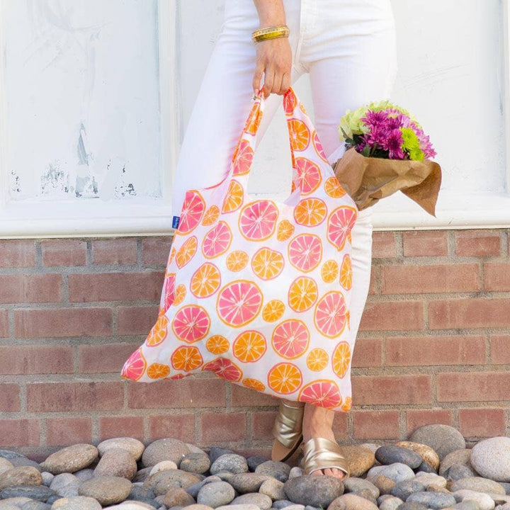 Citrus Red Reusable Shopper Tote Bag - Merry Pigletsrockflowerpaper
