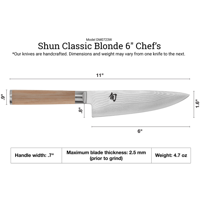 Classic Blonde 6" Chef's Knife - Merry PigletsShun Kai