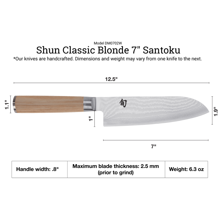 Classic Blonde 7" Santoku - Merry PigletsShun Kai