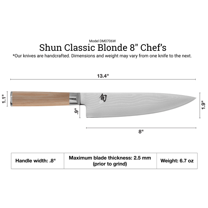 Classic Blonde 8" Chef's Knife - Merry PigletsShun Kai