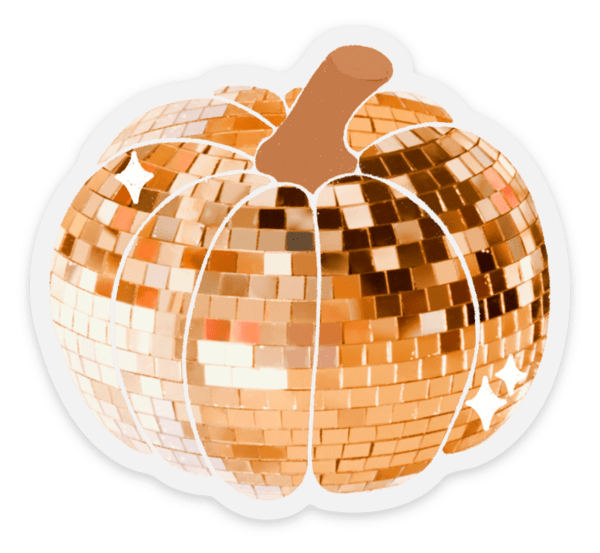 Clear Disco Ball Pumpkin Sticker - Merry PigletsElyse Breanne Design