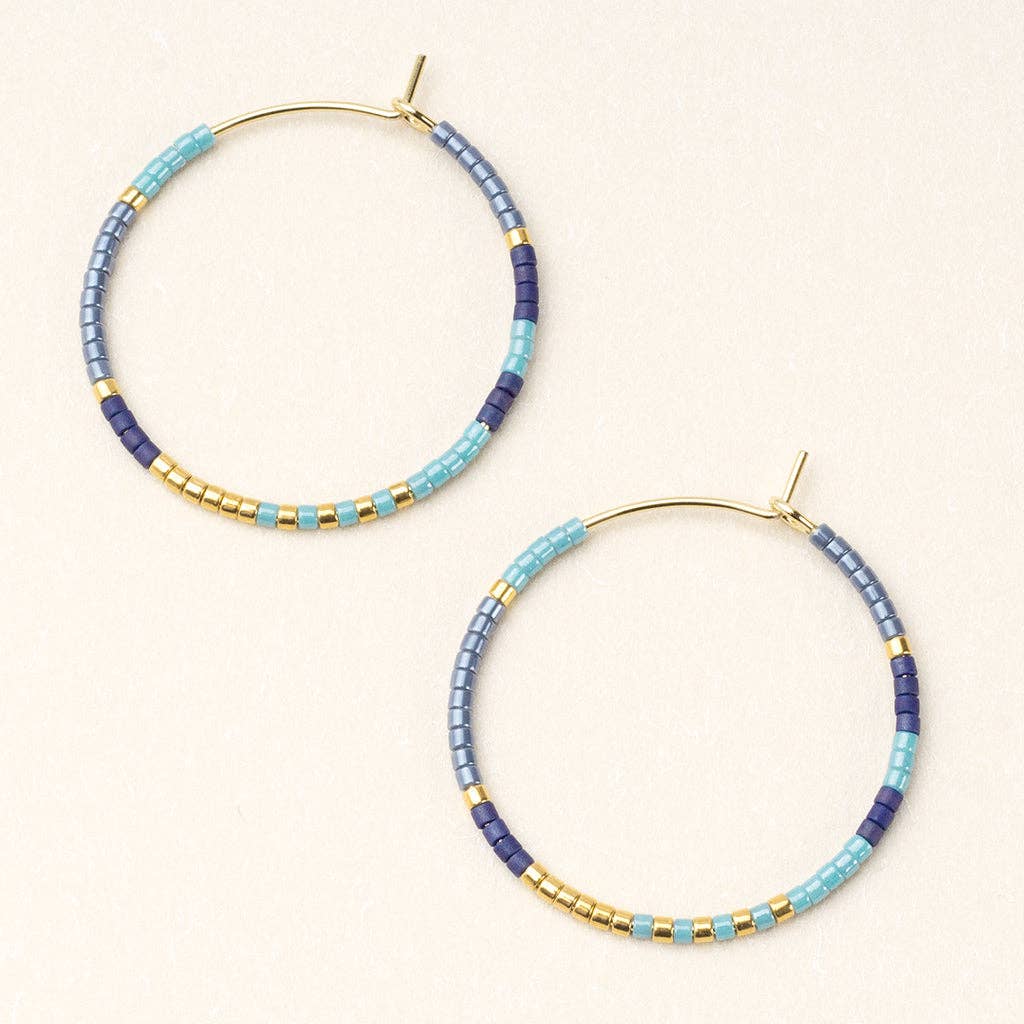 Cobalt Multi/Gold Beaded Hoop Earrings - Merry PigletsScout Curated Wears