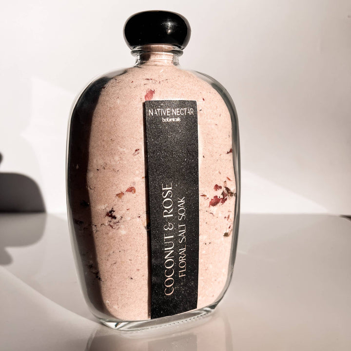 Coconut & Rose Floral Salt Soak - Merry PigletsNative Nectar Botanicals