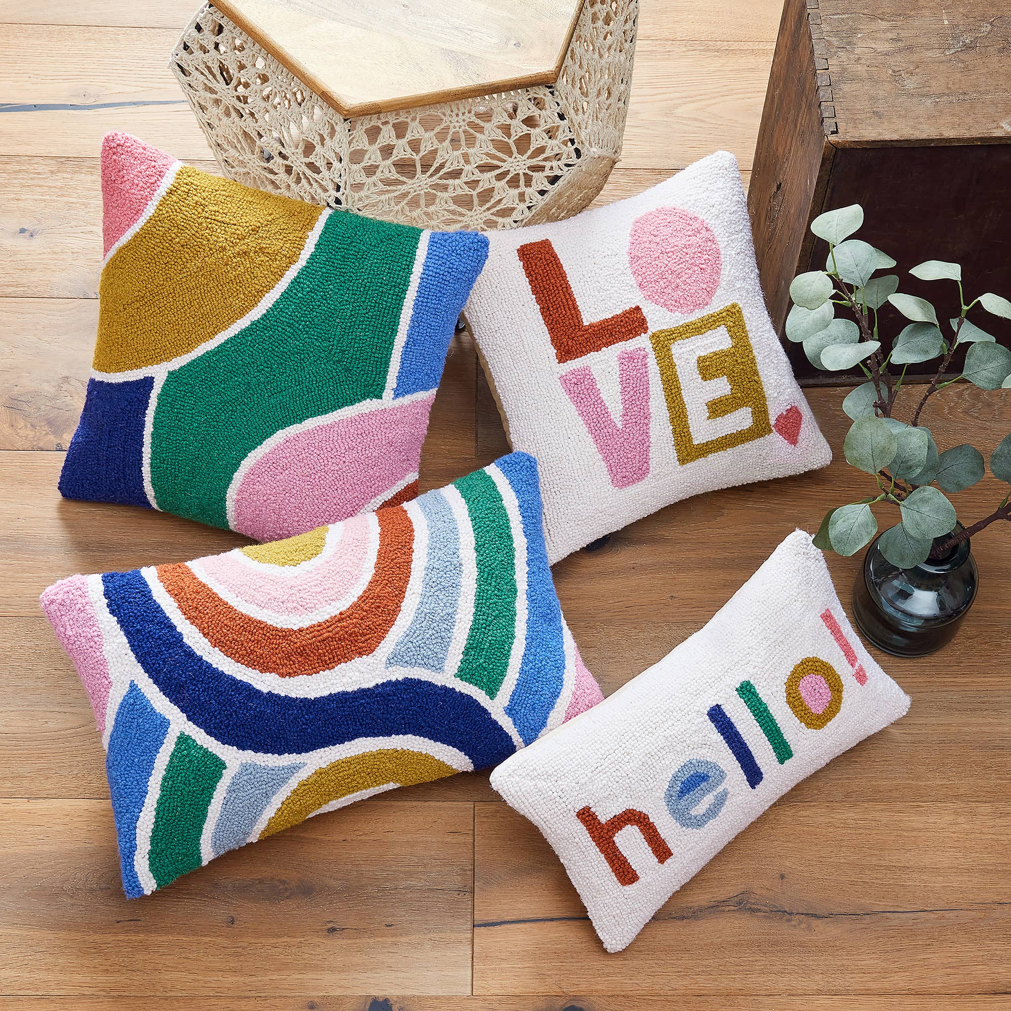 Peking Handicraft Color Waves Wool Pillow - Thumbnail 4