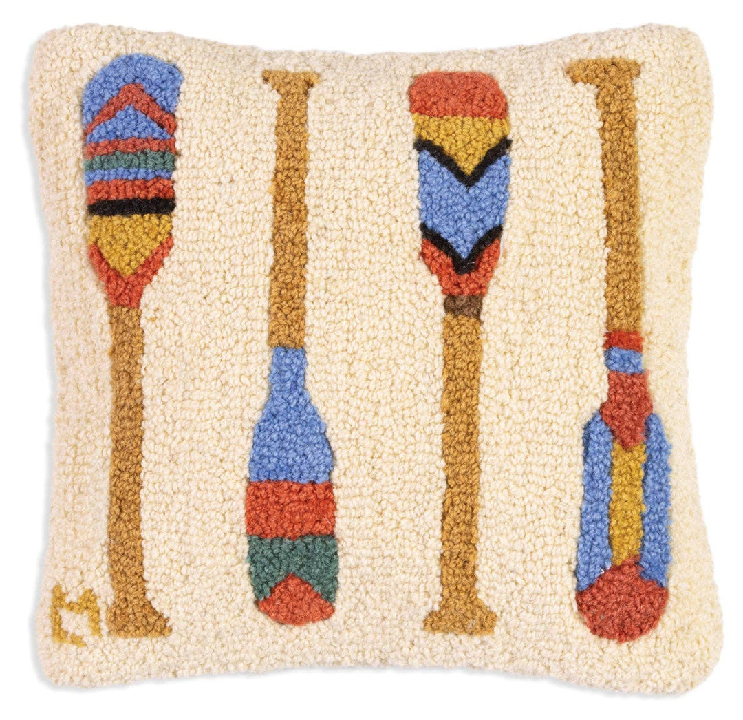 Colored Paddles Wool Hooked Pillow - Merry PigletsChandler 4 Corners