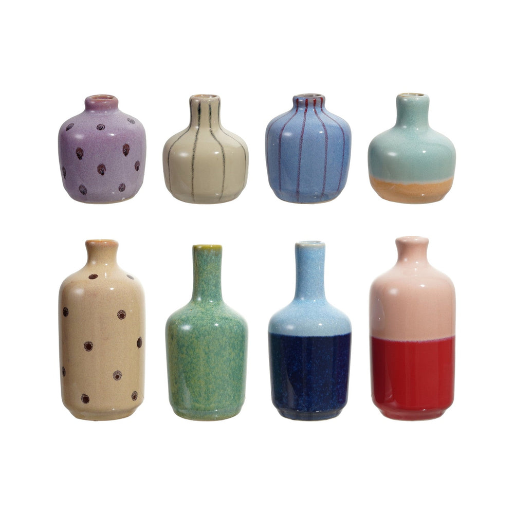 Colorful Hand Painted Stoneware Vase - Merry PigletsCreative Co-Op