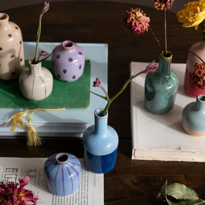 Colorful Hand Painted Stoneware Vase - Merry PigletsCreative Co-Op