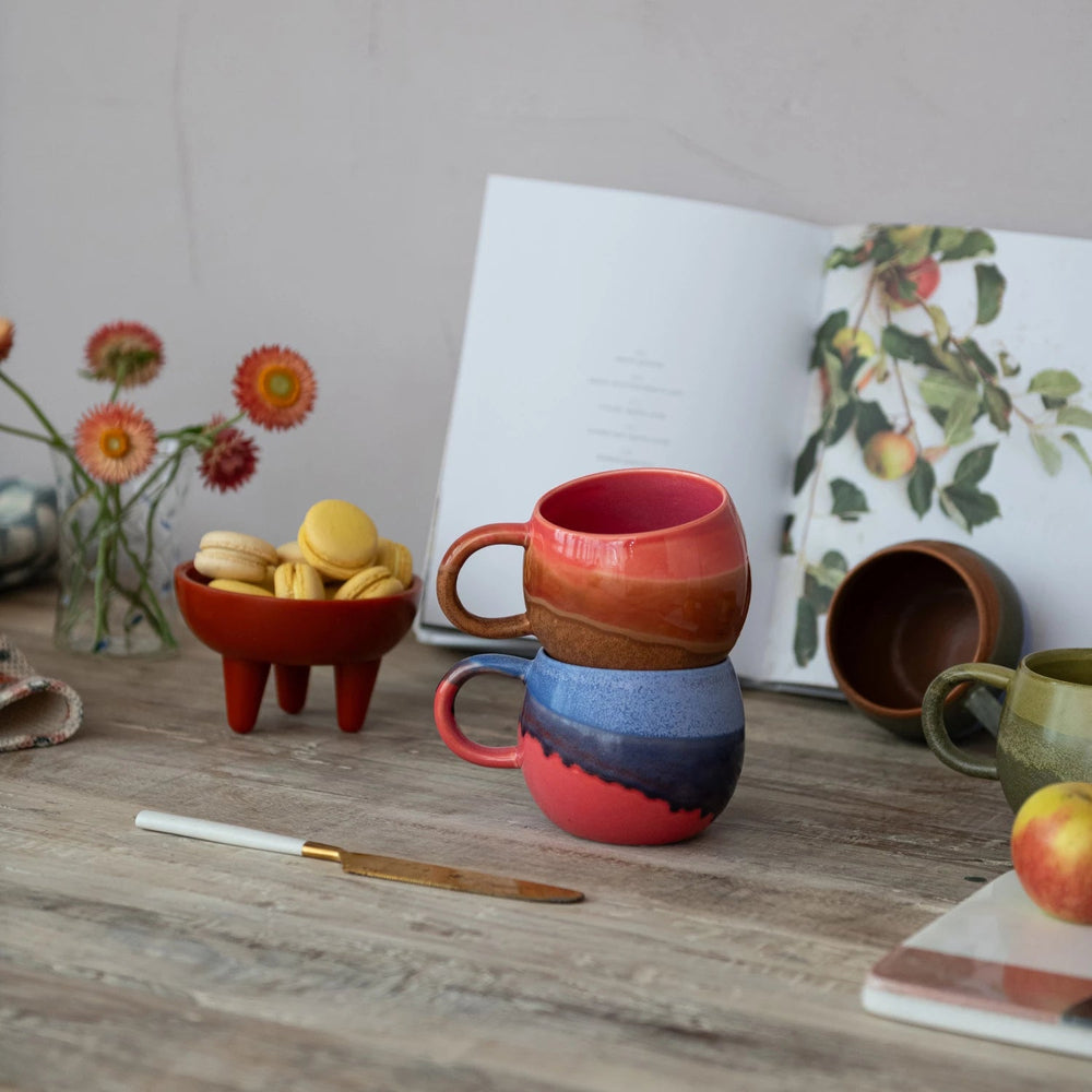 Colorful Reactive Glaze Mug - Merry PigletsCreative Co - Op